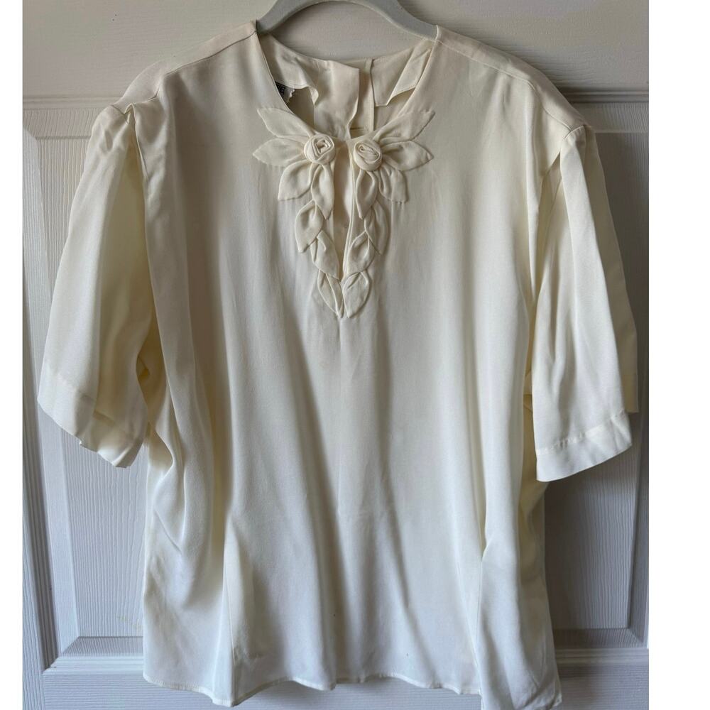 Vintage Morlove America’s Couturier Blouse Ivory Rosette Deadstock 44B NWT NOS